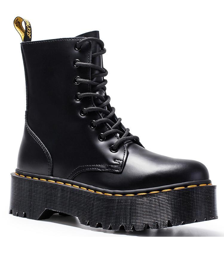 Genuine Leather Combat Platform Boots