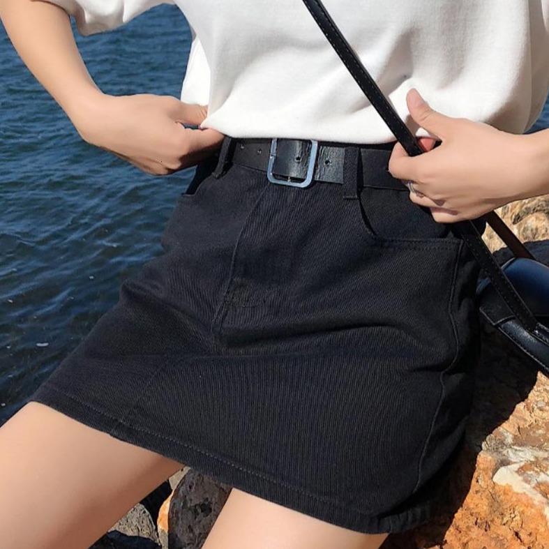 Vintage High Waist Denim Skirt