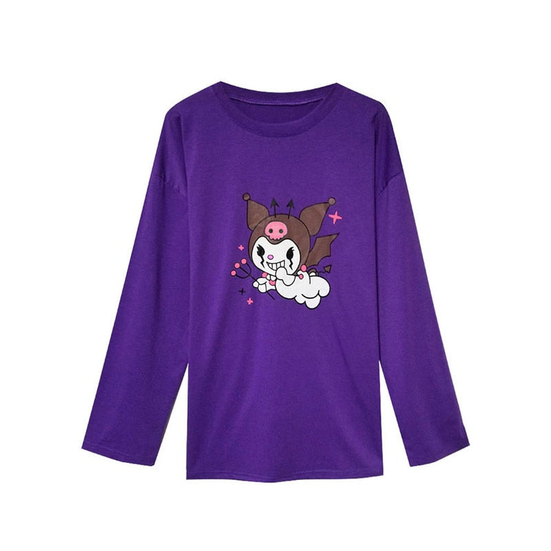 "Kuromi" Oversized Long Sleeve Shirt