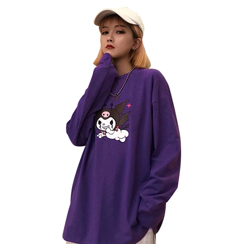 "Kuromi" Oversized Long Sleeve Shirt