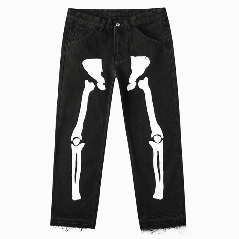 Hand Painted Skeleton Raw Denim