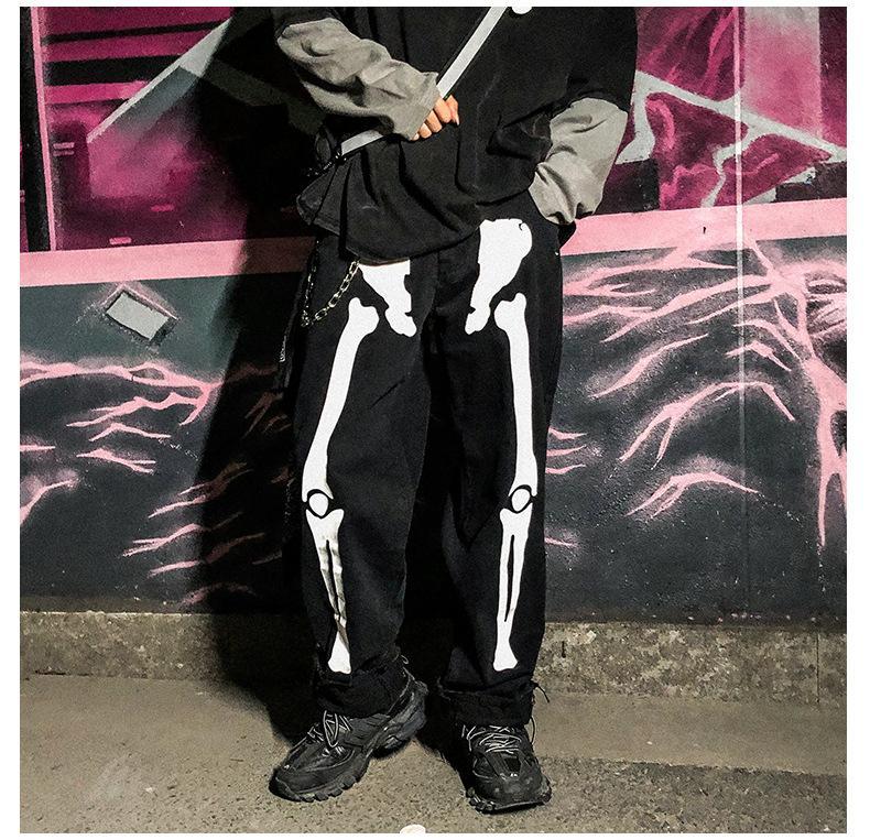 Hand Painted Skeleton Raw Denim