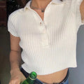 Ribbed Cropped Polo
