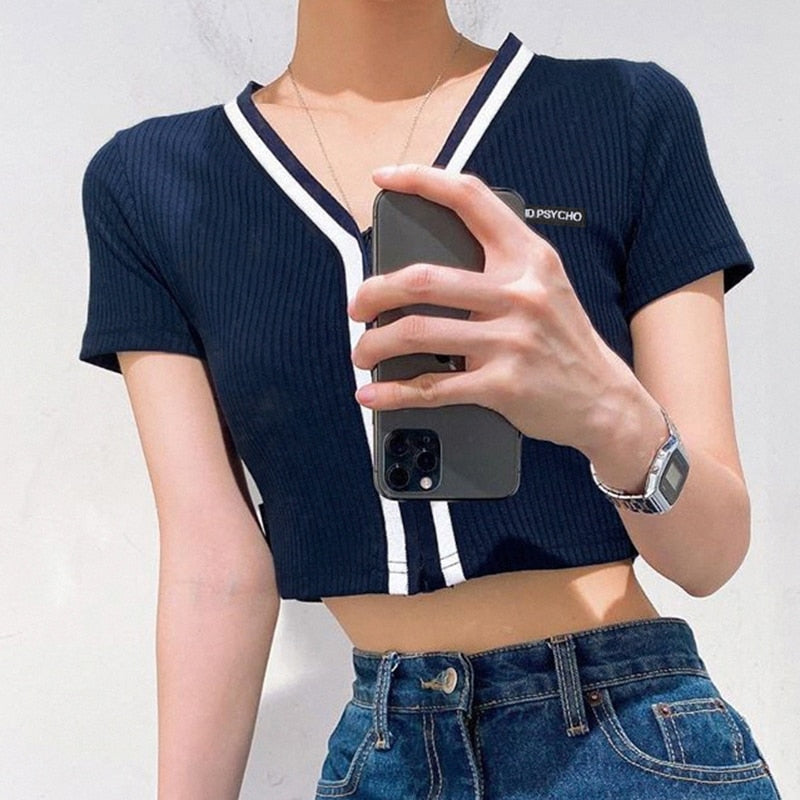 Cute And Psycho Retro Fitted Zip Up Crop