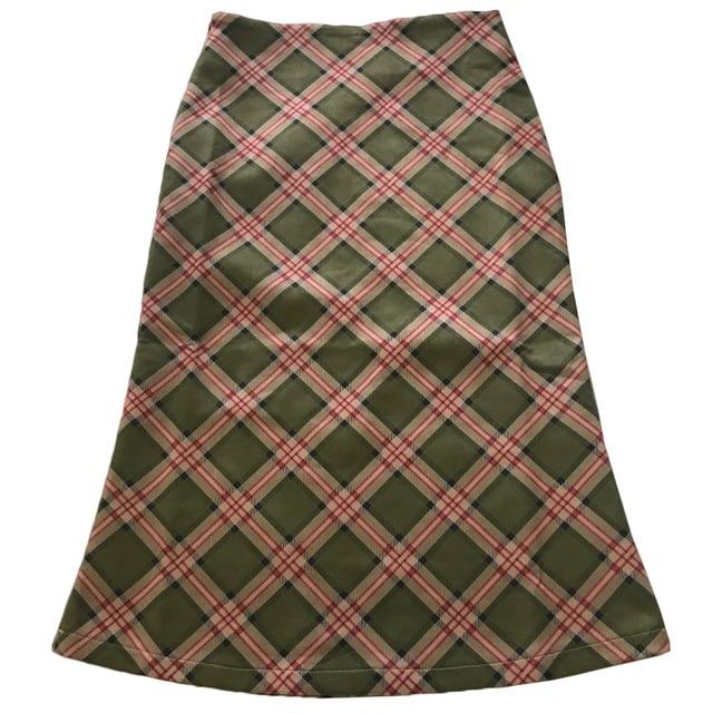 High Waisted Plaid Midi Skirt