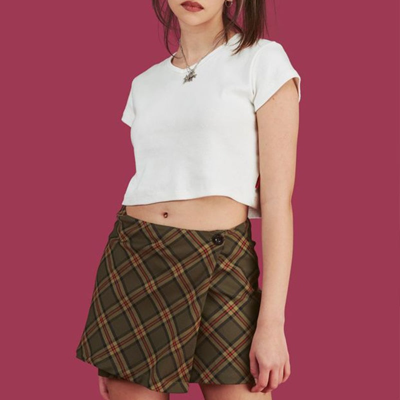Vintage Plaid A-line Mini Skirt