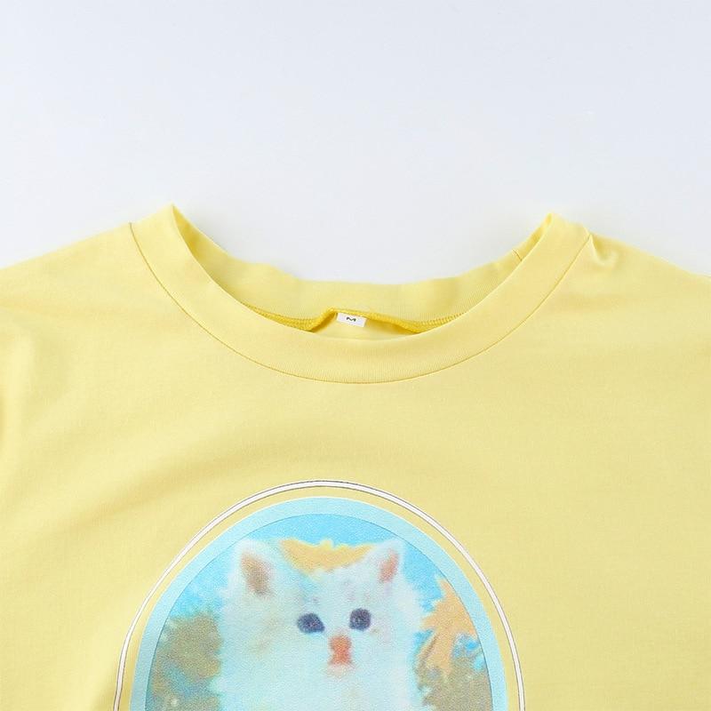 White Kitty Retro Top