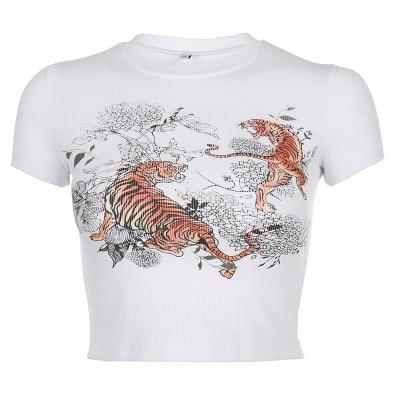 Tiger Print Ribbed Top