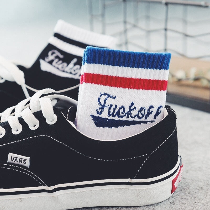 "Fuck Off" Varsity Socks