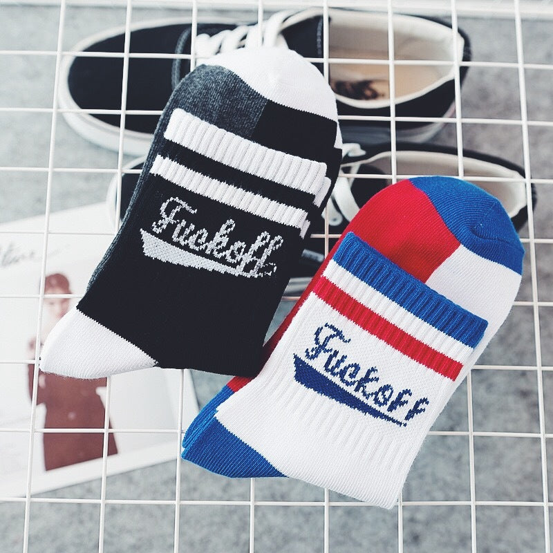 "Fuck Off" Varsity Socks
