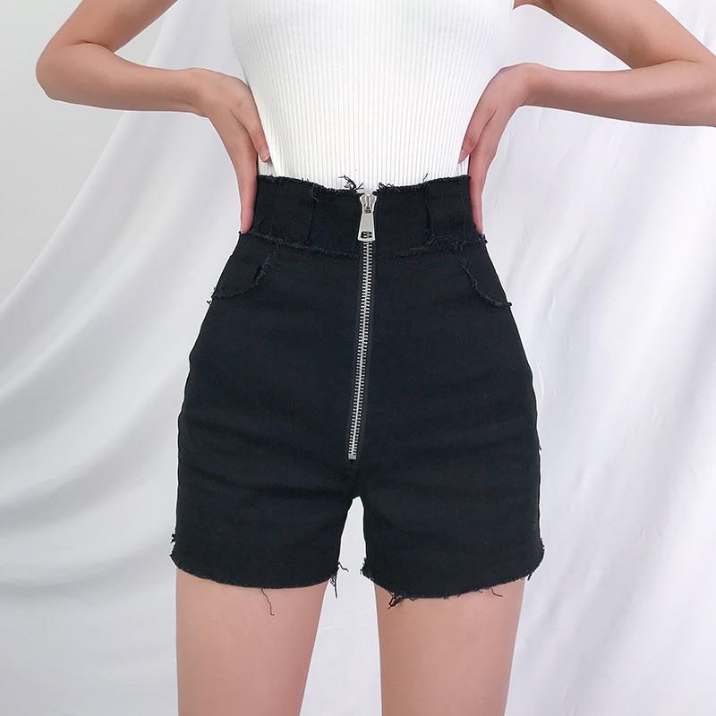 Hight Waisted Cut Denim Shorts
