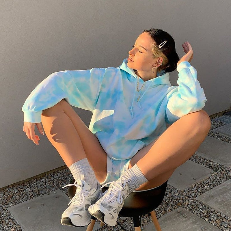 Sky Blue Tie Dye Hoodie