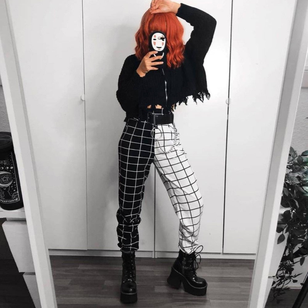 Black White Split Trousers