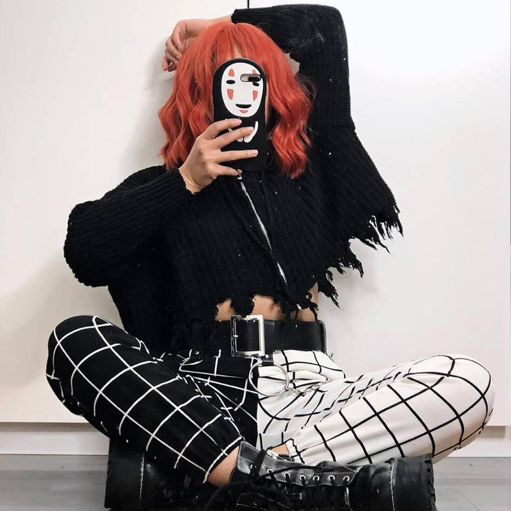 Black White Split Trousers