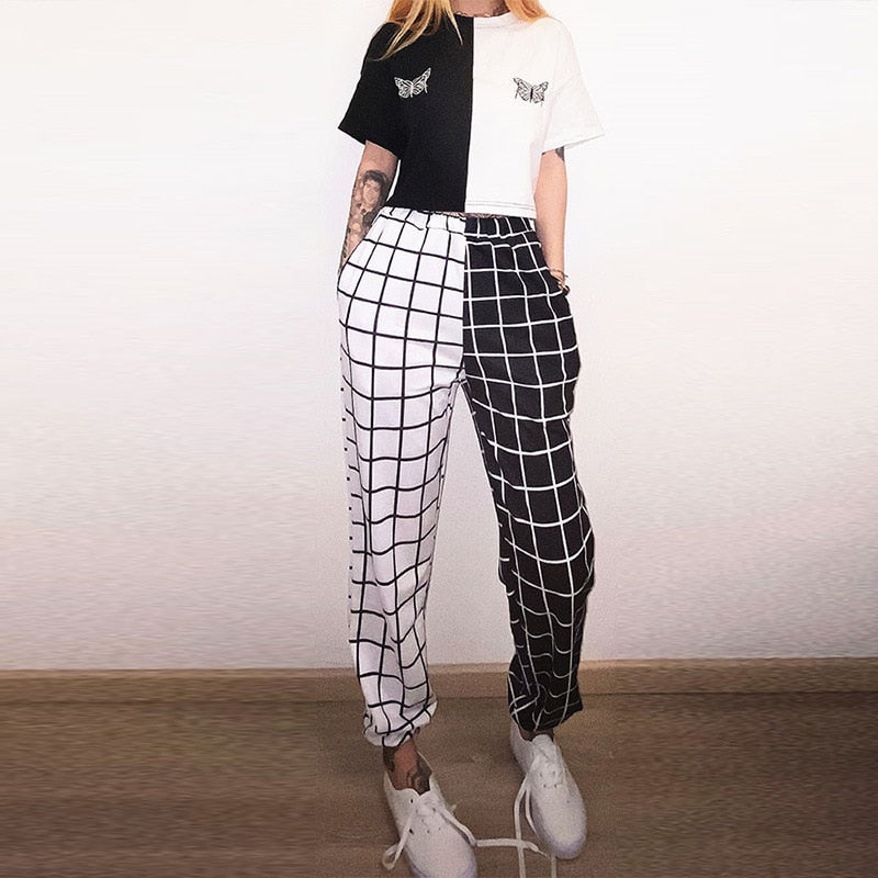 Black White Split Trousers