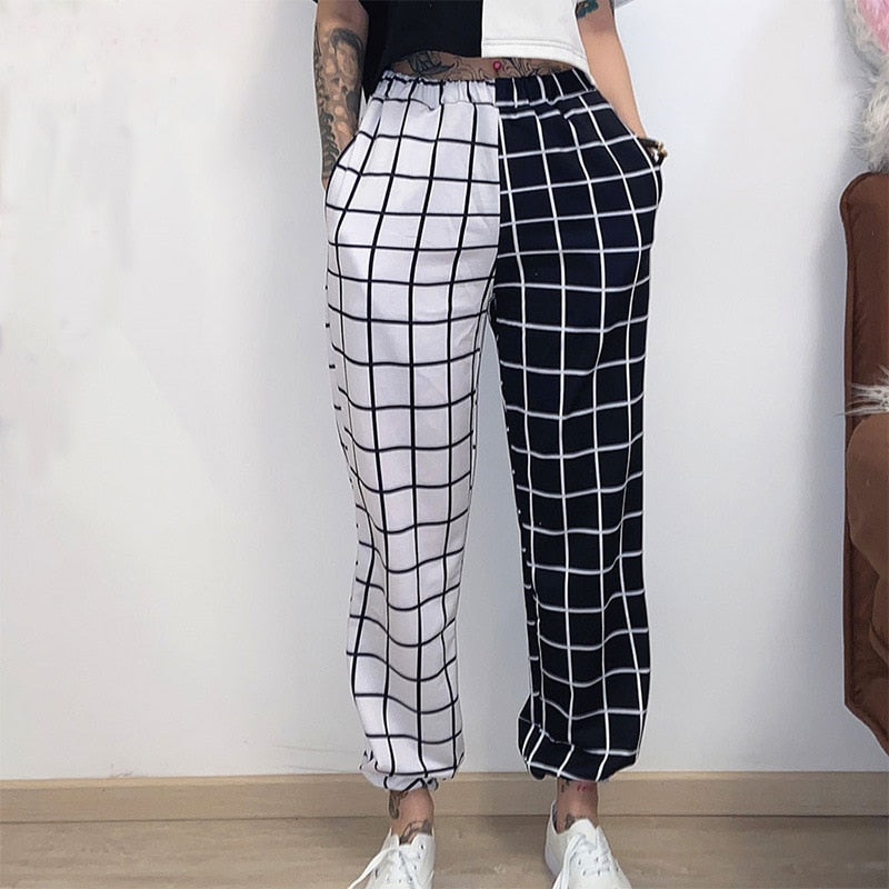 Black White Split Trousers