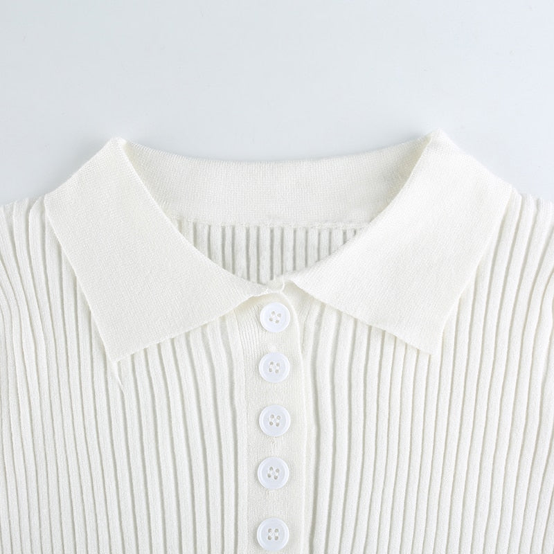 Ribbed Cropped Polo