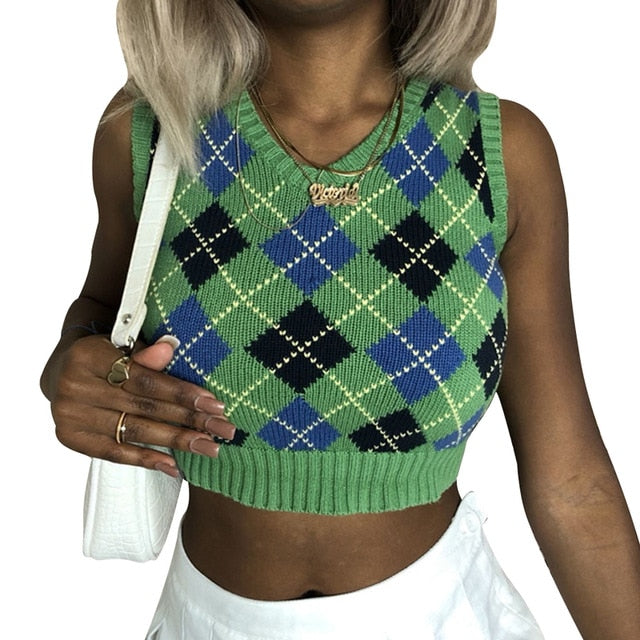 90s Vintage Vest Crop Tops