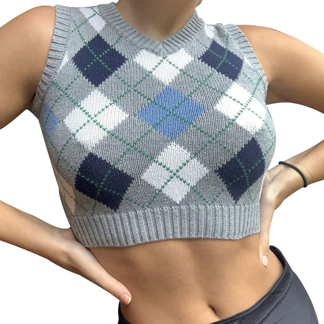 90s Vintage Vest Crop Tops