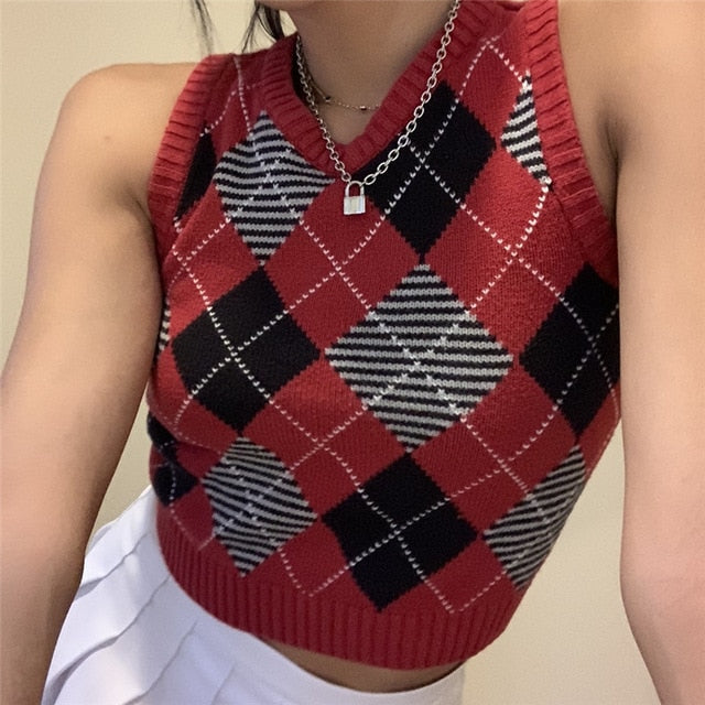 90s Vintage Vest Crop Tops