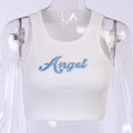 Embroidered Angel Crop Top