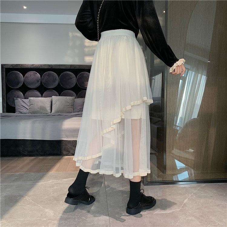 2 Layer High Waist Midi Skirt