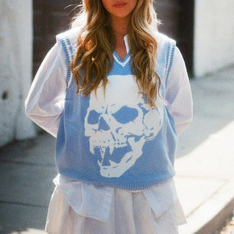 Skull Knit Sweater Vest