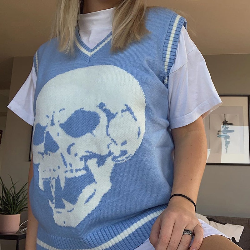 Skull Knit Sweater Vest