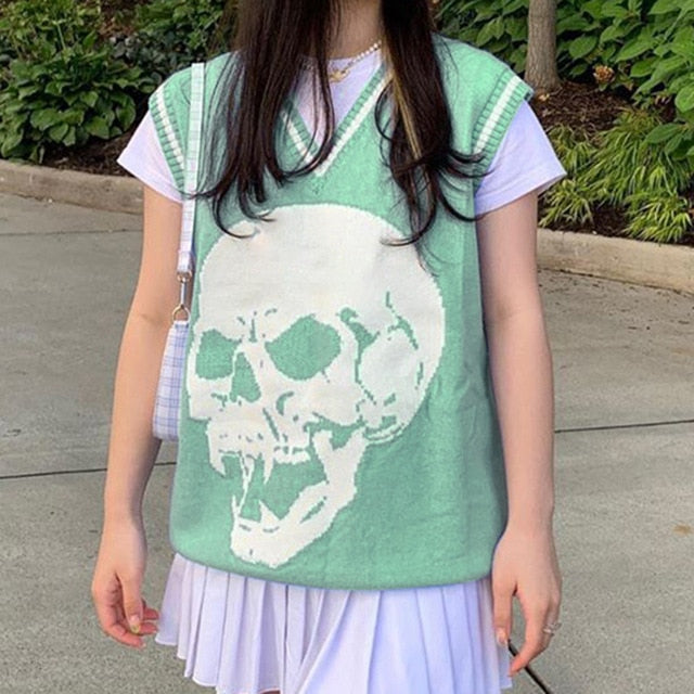 Skull Knit Sweater Vest