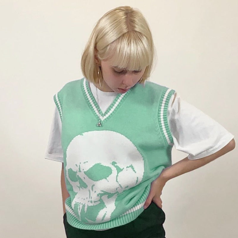 Skull Knit Sweater Vest