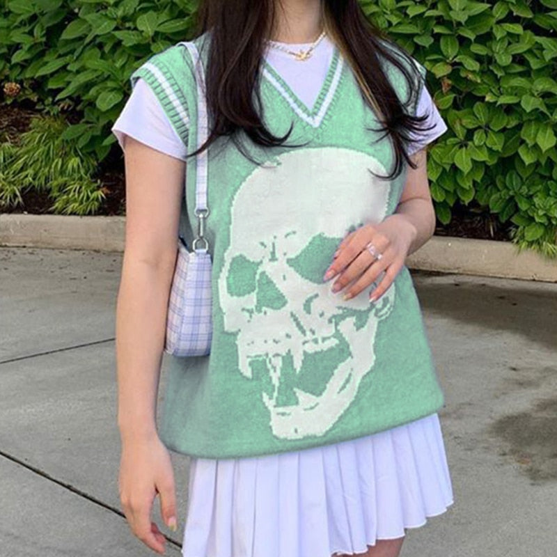 Skull Knit Sweater Vest