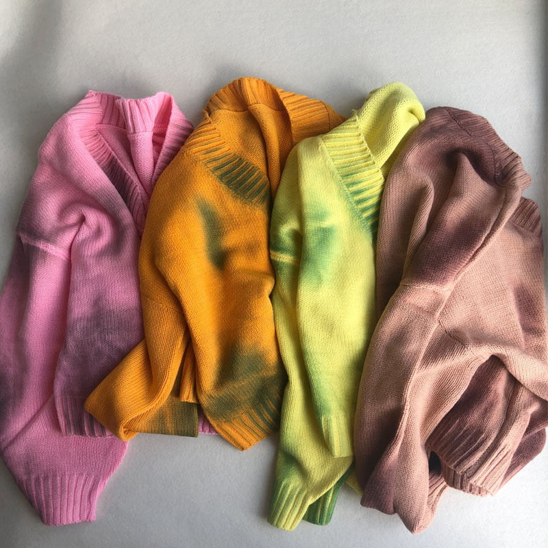 Tie Dye Safety Pin Cardigan Sweater