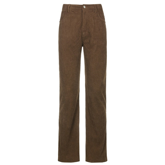 High Waisted Y2K Corduroy Trousers