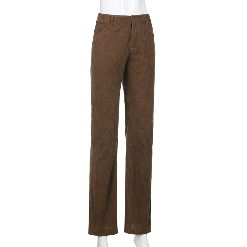 High Waisted Y2K Corduroy Trousers