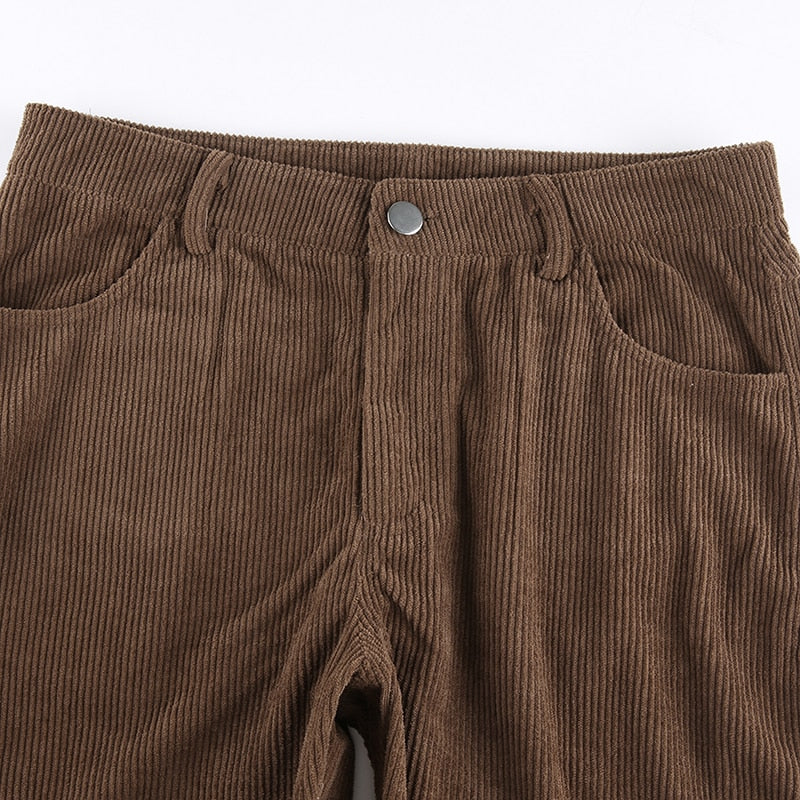 High Waisted Y2K Corduroy Trousers