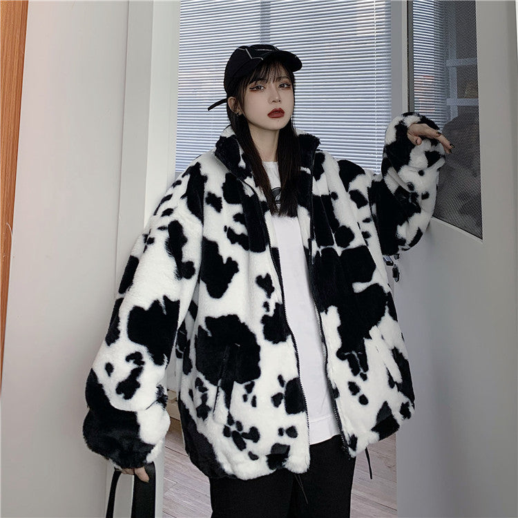 Rorschach Faux Fur Zip Up Hoodie