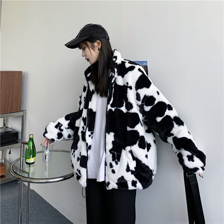 Rorschach Faux Fur Zip Up Hoodie