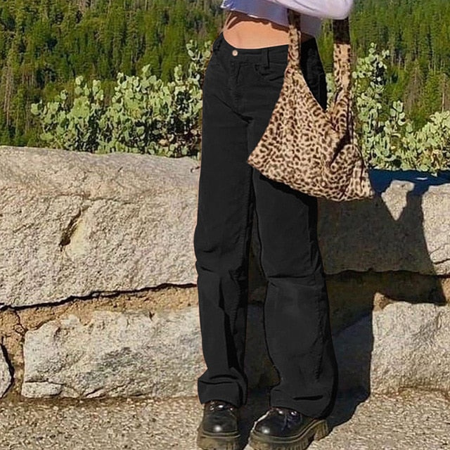 High Waisted Y2K Corduroy Trousers