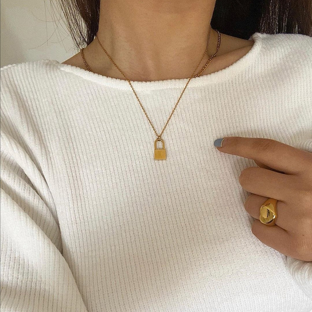 Old English Custom Engraved Lock Necklace