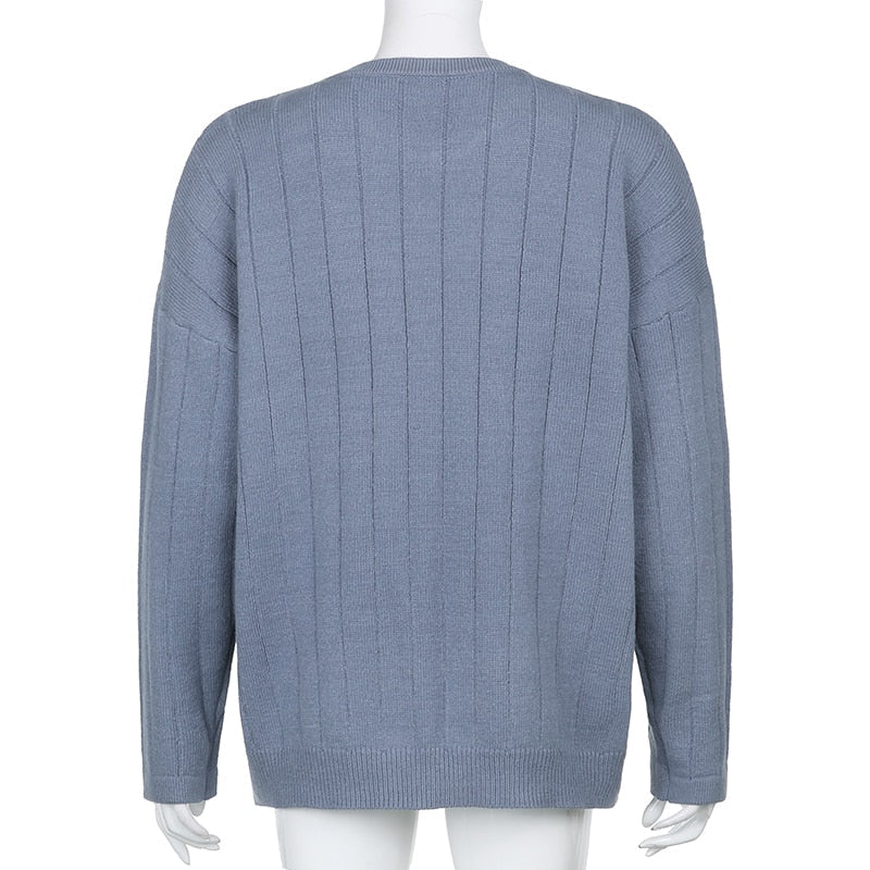 Striped V Neck Oversized Sweater