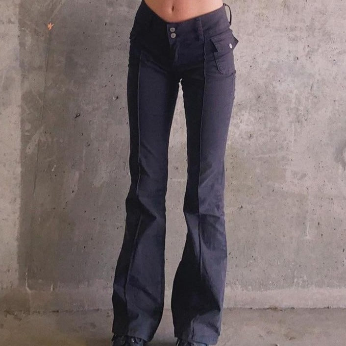 Pleated Bell Bottom Trousers