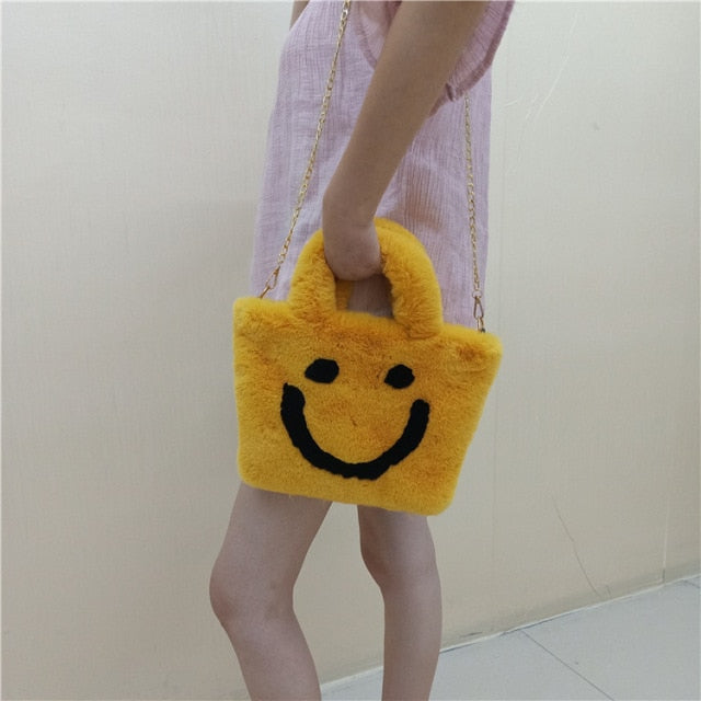 Smiley Face Vegan Fur Bag