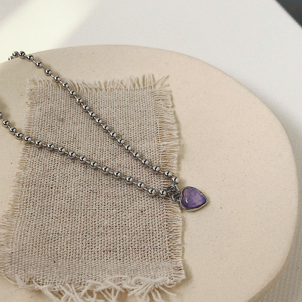 Purple Crystal Heart Necklace
