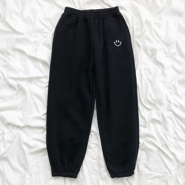 Smiley Face Embroidery Joggers