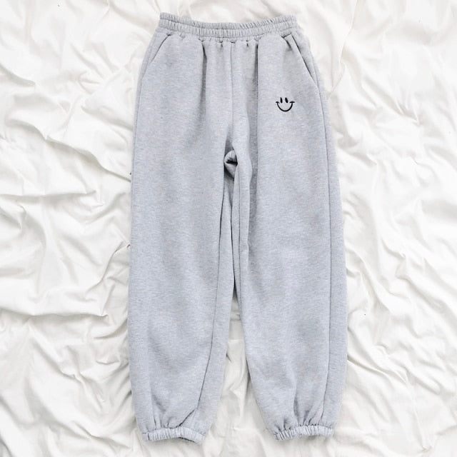 Smiley Face Embroidery Joggers
