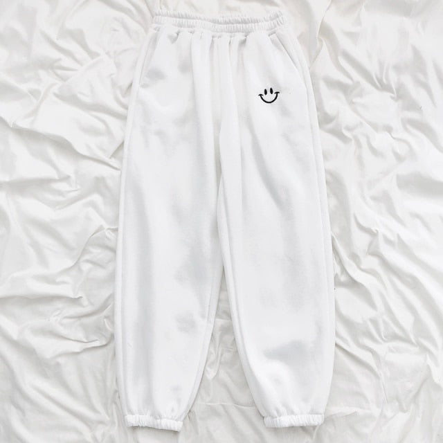 Smiley Face Embroidery Joggers