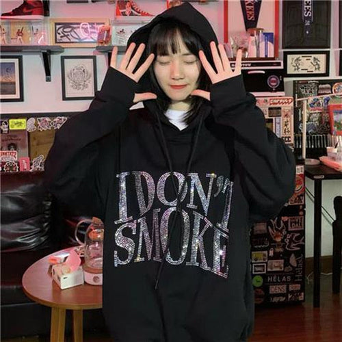 "I Don't Smoke" Rhinestone Hoodie