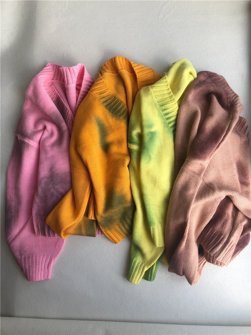 Tie Dye Safety Pin Cardigan Sweater