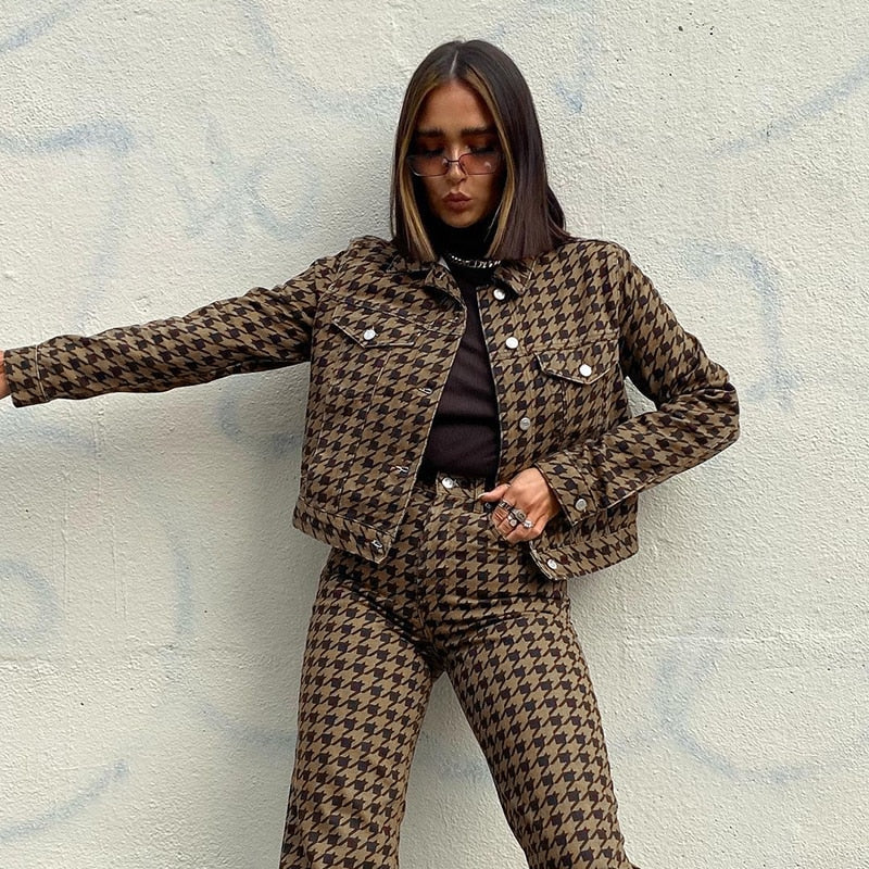 Hounds Tooth Cropped Jacket