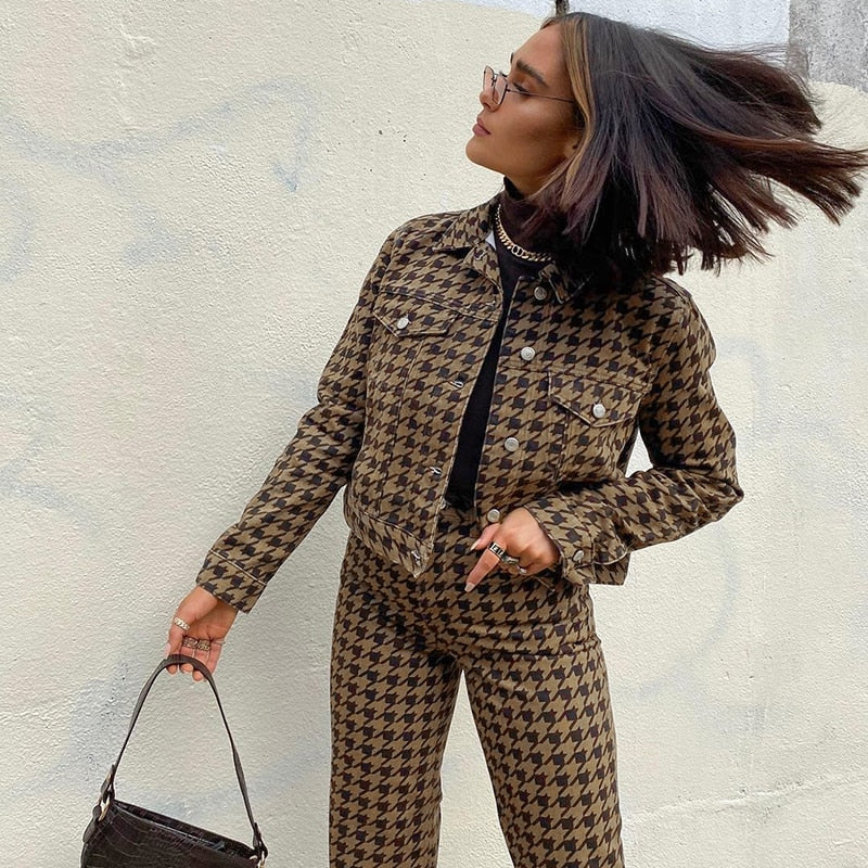 Hounds Tooth Cropped Jacket